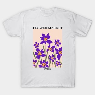 Abstract Flower Market Illustration, Purple Iris Flower 1 T-Shirt